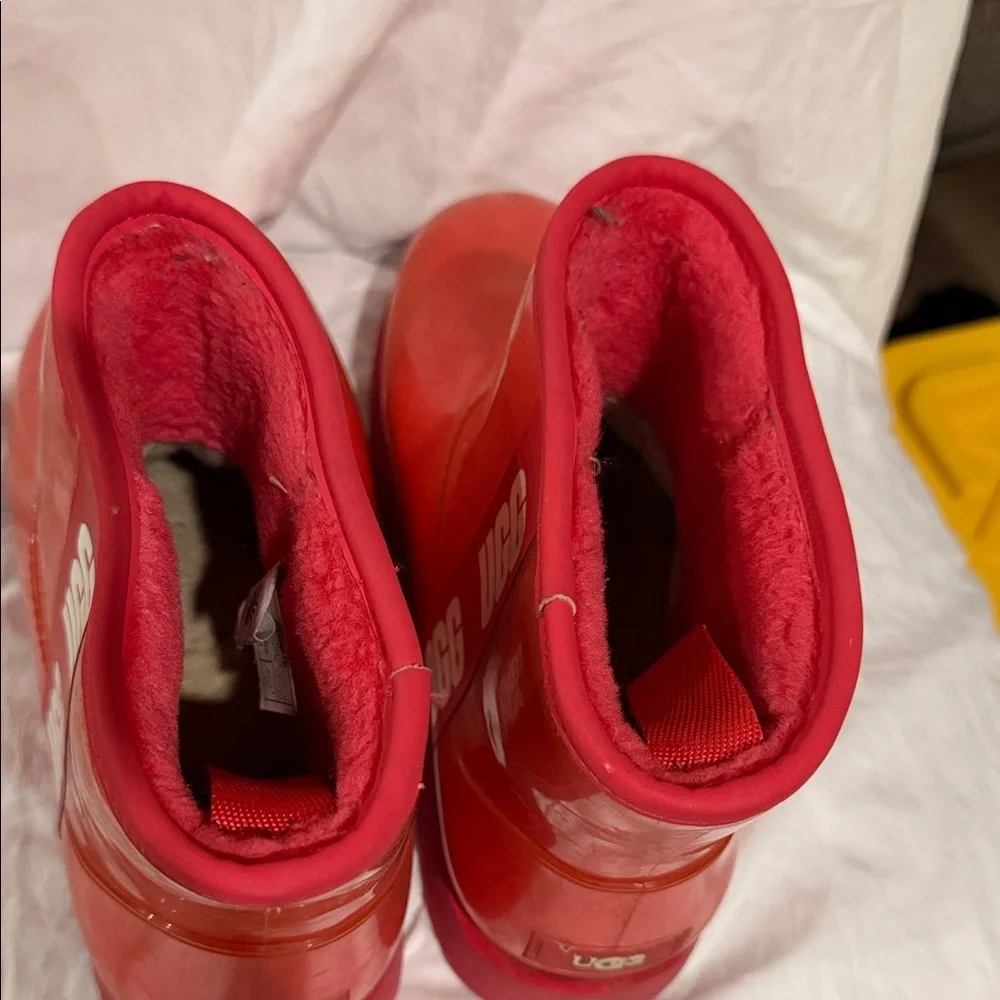 UGG Glossy Red Ankle Boots